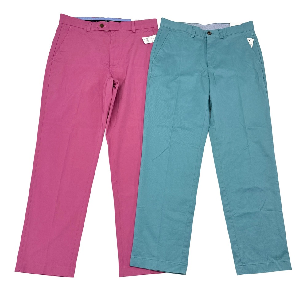 Brooks Brothers Pants Mens Size 32 x 30 - Lot of 2 -‎ Pink Blue Clark Fit NEW